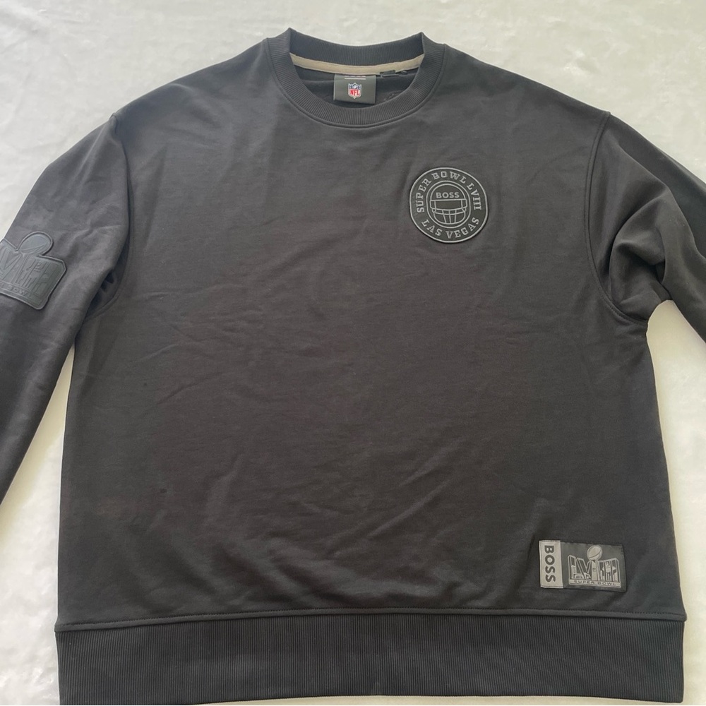 BOSS x NFL Super Bowl LVIII Las Vegas Black Patch Sweatshirt Men's Large⭐️